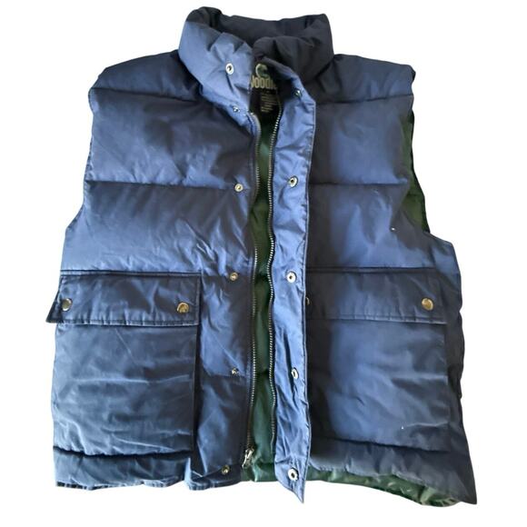 Vintage Woodlake Mens Duck Down Vest Navy Full Zip w/Pockets Size M EUC - Picture 7 of 8